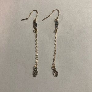 10k Yellow and Write Gold Dangly Earrings